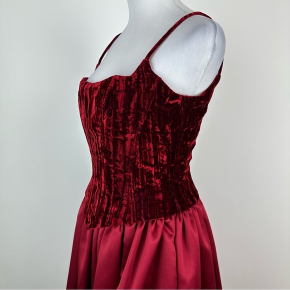 Jessica McClintock x Cache 90’s Vintage Crushed Velvet Satin Skirt Dress Size 10 - Picture 9 of 15